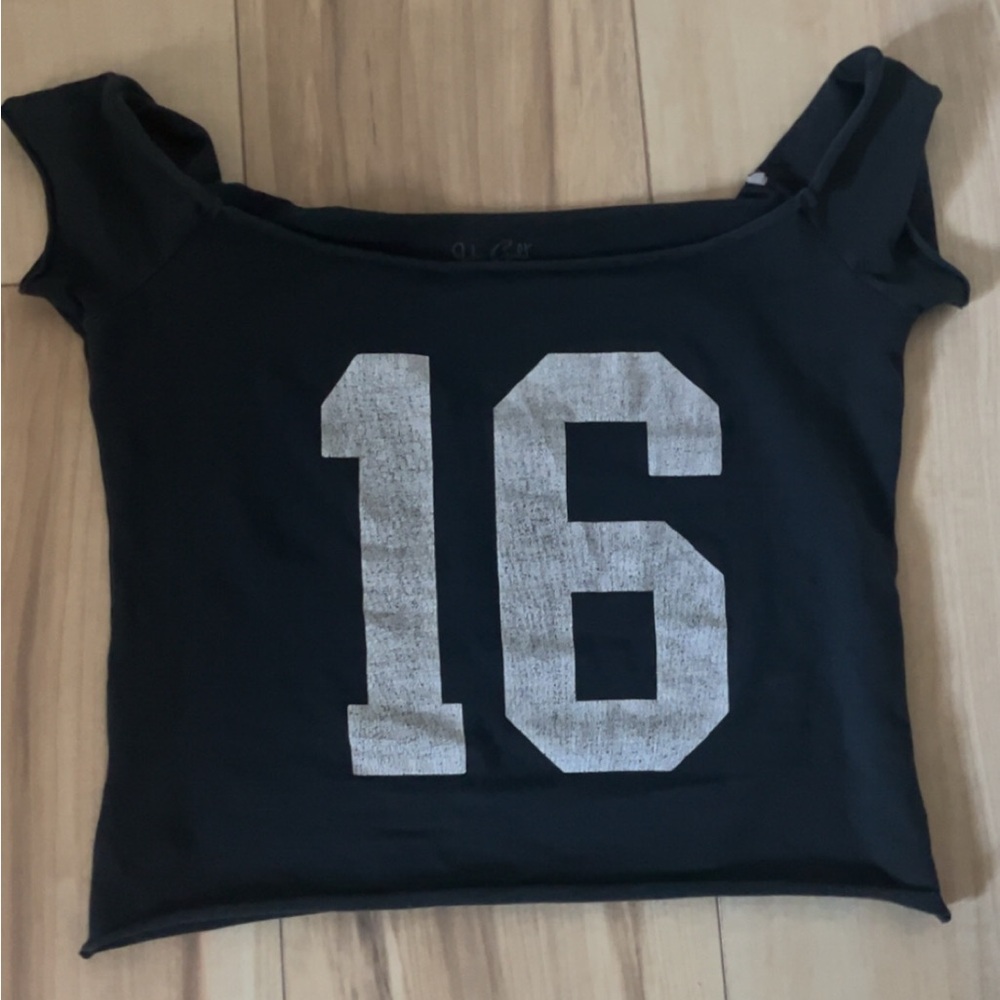 Brandy Melville Black and Gray Number Tee